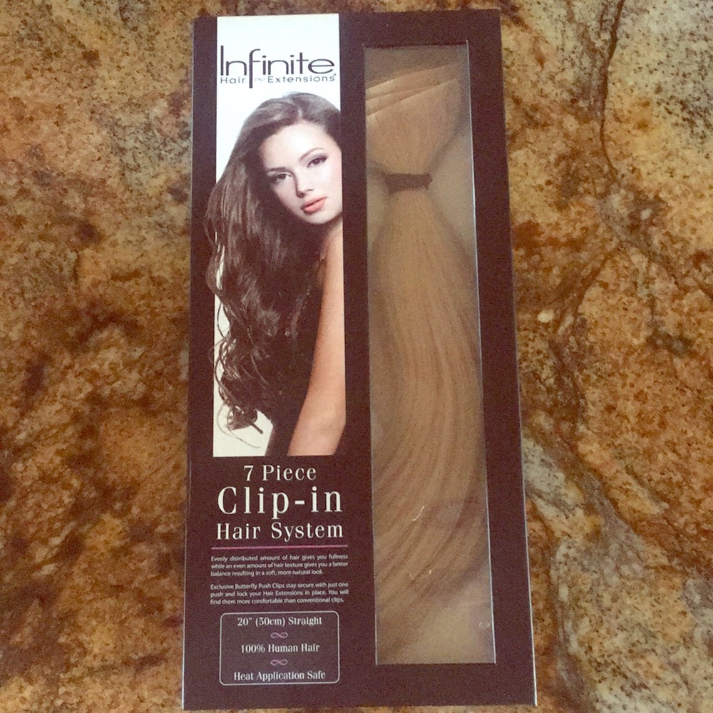 Infinite clip in hair extensions. Platinum blonde